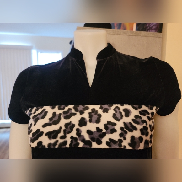 Intend Velvet Snow Leopard Print Mini Dress Medium y2k - Picture 3 of 7